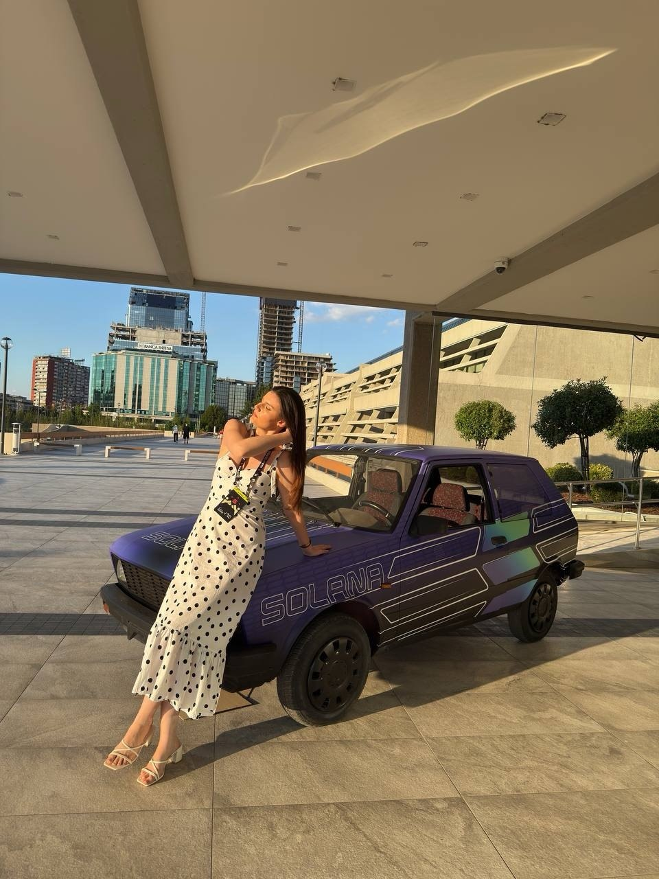Natalia with the Solana car